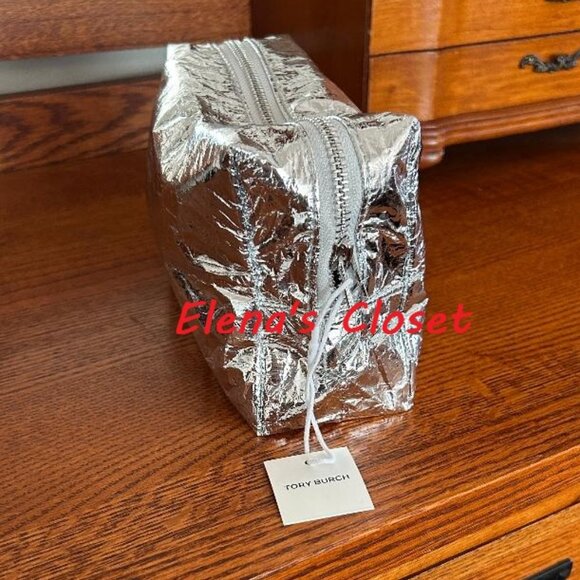 NWT ~ TORY BURCH METALLIC COSTMETIC BAG - Picture 6 of 8